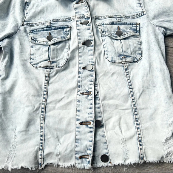 Kut From the Kloth Light Wash Distressed Jean Jacket - Picture 11 of 16